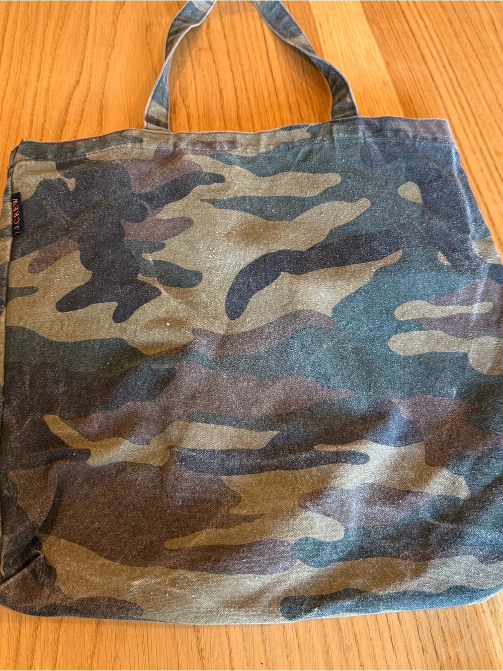 J. Crew Camouflage Canvas Tote - Green & Brown
